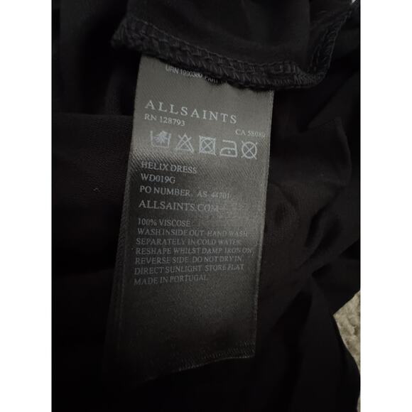 AllSaints Helix Draped Dress Indigo Black Size 2 NWT $178 Orig. Asymmetric Hem - Picture 11 of 14